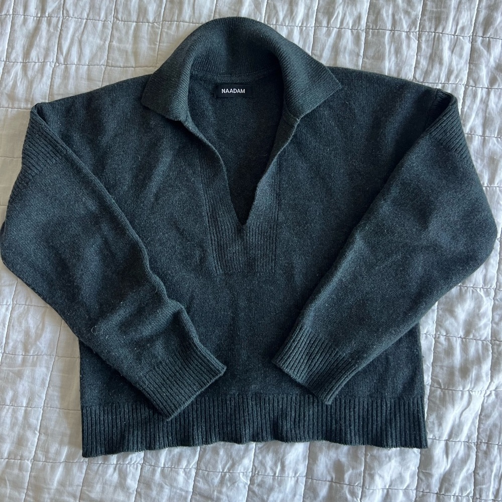 Naadam Recycled Cashmere Open Neck Polo XS